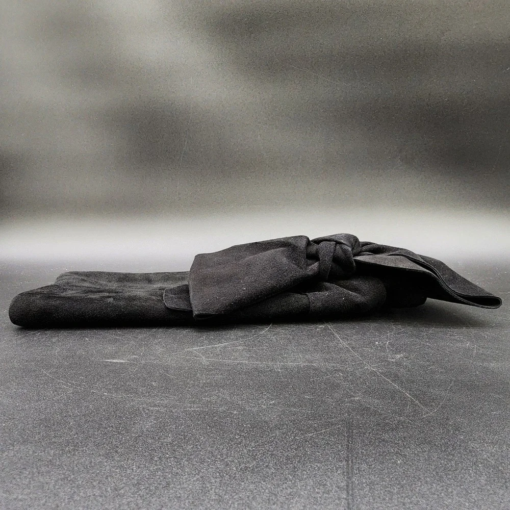 LK Bennett Black Suede Bow Clutch Bag Coquette Balletcore Evening Party Chic